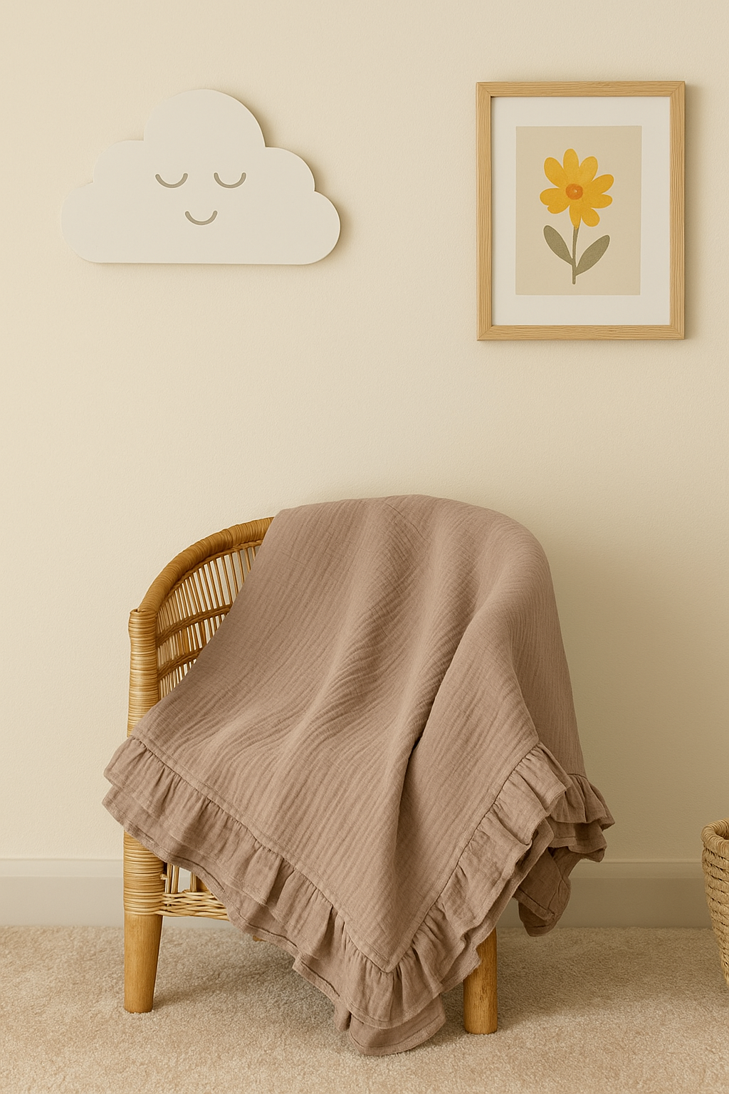 Chocolate Ruffled Muslin Blanket