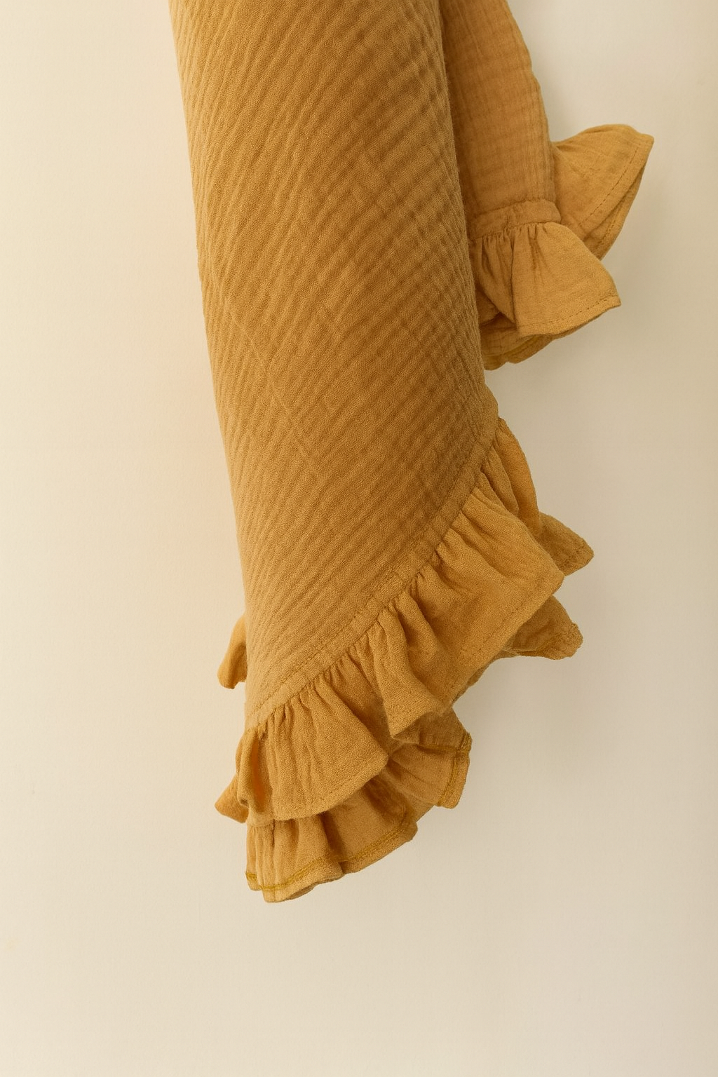 Mustard Ruffled Muslin Blanket